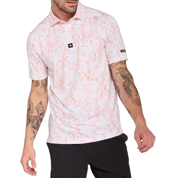 NWT Bad Birdie Core Polo Golf Shirt Mens‎ S "Wild Horses" Performance MSRP $78 - Picture 3 of 3